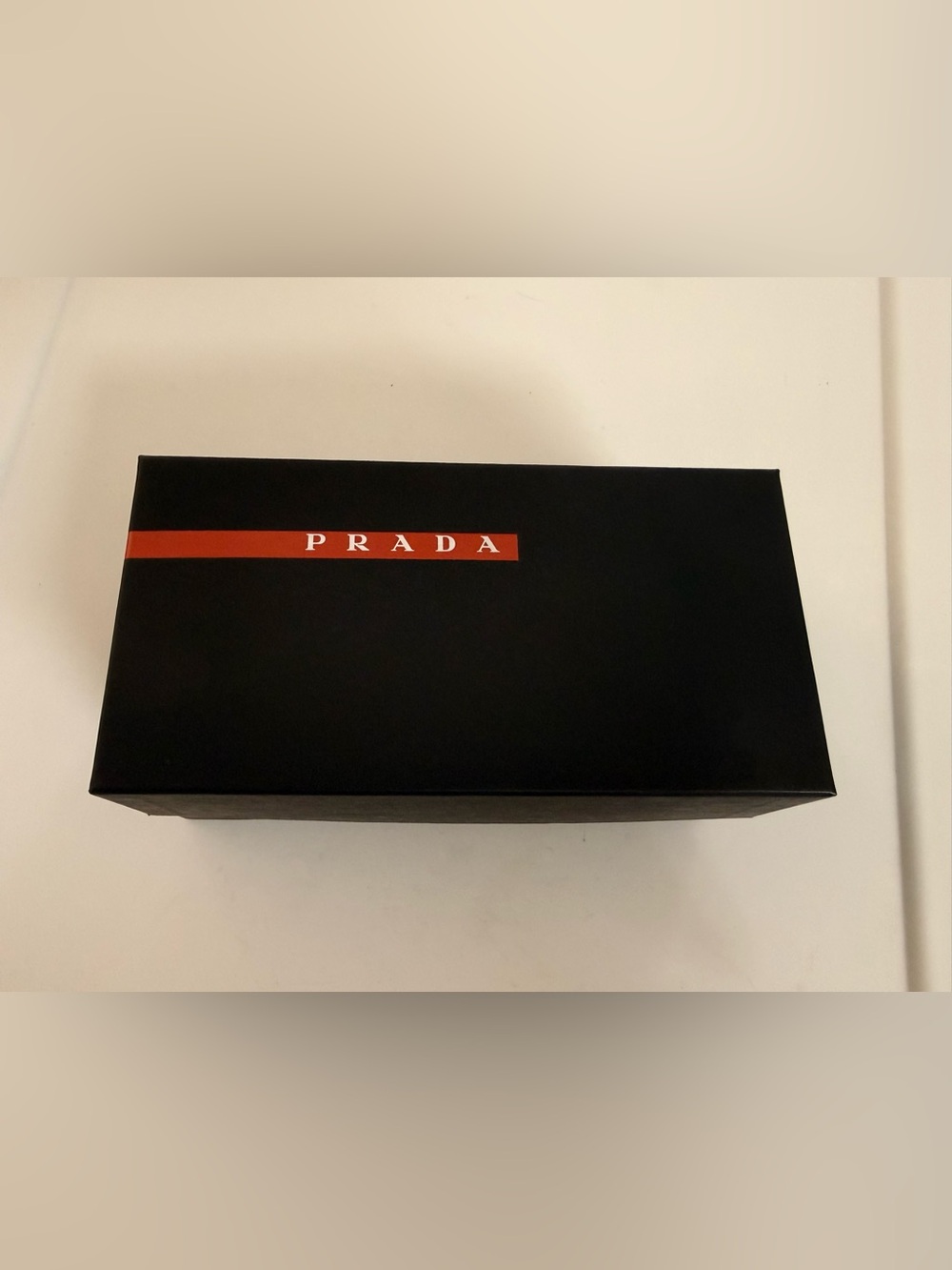 Empty/ Prada Black Box with Red Logo Stripe